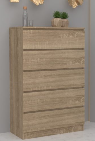 Tallboy – 5 Drawer – 3 colour choices