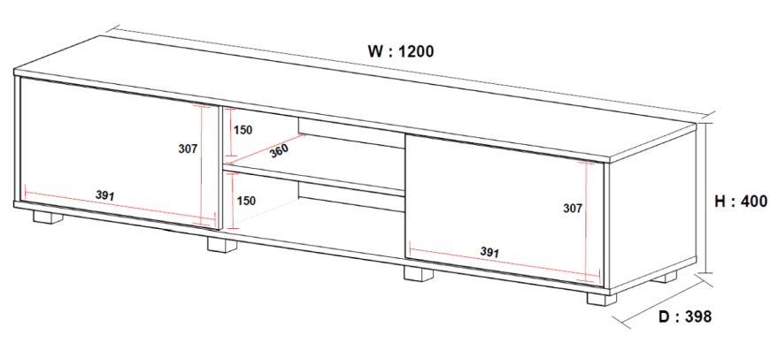 Entertainment Unit / TV Unit – ROME – Holds upto 55″ TV – 3 colour choices