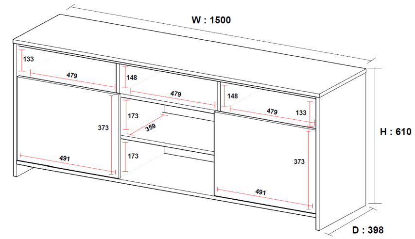 Entertainment Unit / TV Unit – UTAH – Holds upto 75″ TV – 3 colour choices