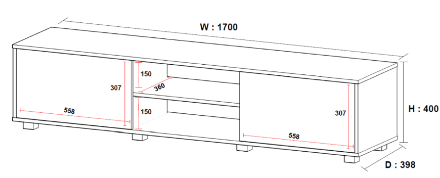 Entertainment Unit / TV Unit – TEXAS – Holds upto 85″ TV – 3 colour choices