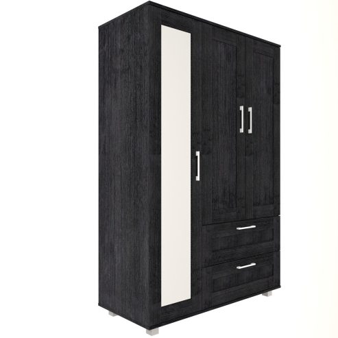 Wardrobe – Free Standing – 3 Door & 2 Drawer – With Mirror – 3 colour choices