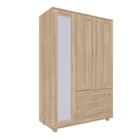 Wardrobe – Free Standing – 3 Door & 2 Drawer – With Mirror – 3 colour choices