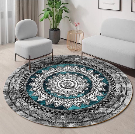 Colorful Persian Style Round Carpet Retro Living Room Bedroom Non-slip Floor Mat