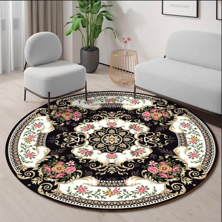 Colorful Persian Style Round Carpet Retro Living Room Bedroom Non-slip Floor Mat