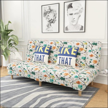 Floral fabric sofa bed