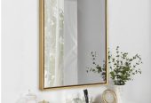 Bathroom Mirror for Wall with Golden Metal Frame 600x800mm