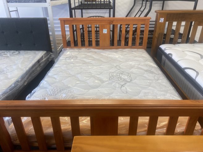 Queen Slat Frame with Mattress