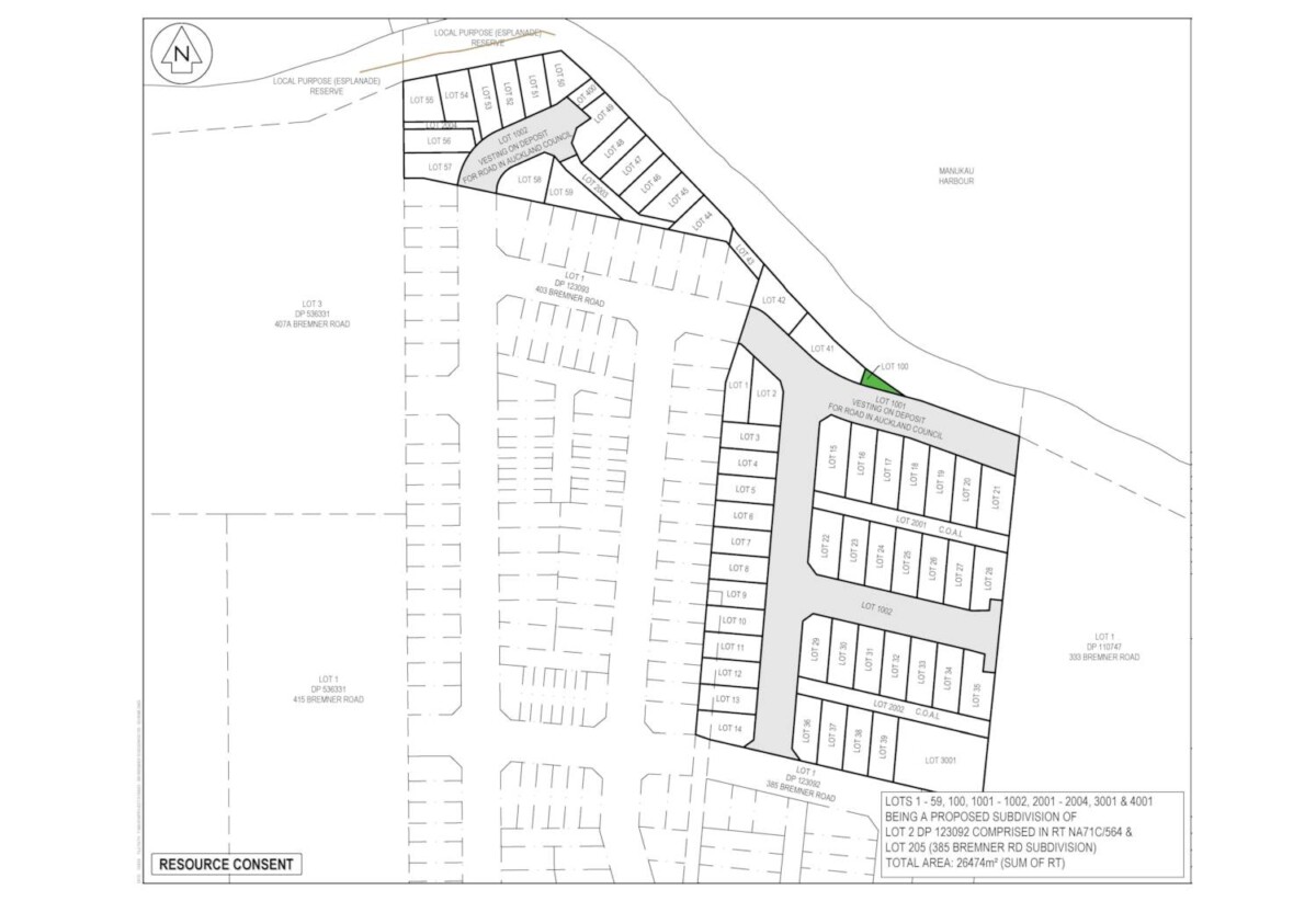 59 freehold section for sale, size from approximately 260m² to 405m², Prices from just $456,521 + GST, 389 Bremner Road, Karaka, Auckland