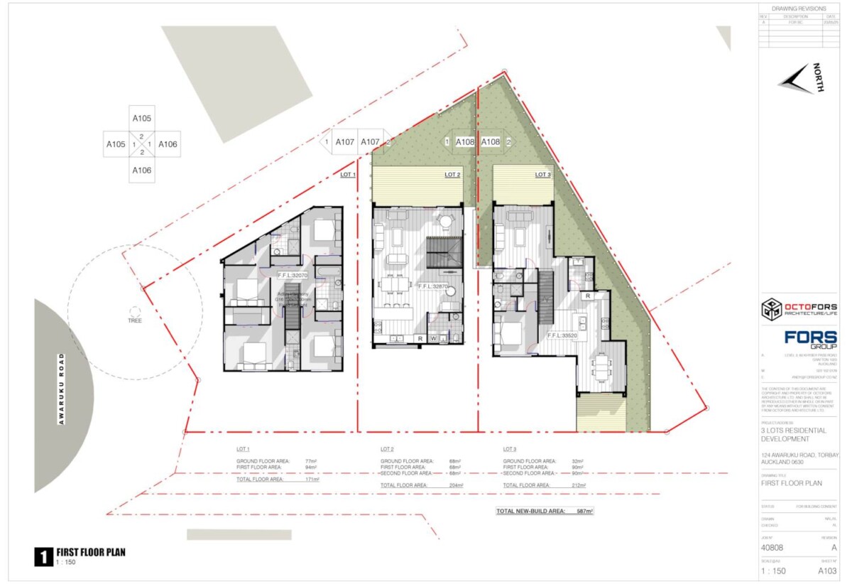 3 bedrooms house on 680m2 land, With RC, BC EPA for 3 4-bedrooms houses, 124 Awaruku Road, Torbay, Auckland