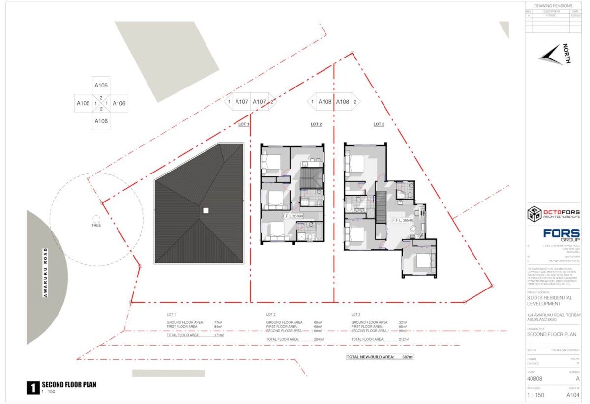 3 bedrooms house on 680m2 land, With RC, BC EPA for 3 4-bedrooms houses, 124 Awaruku Road, Torbay, Auckland