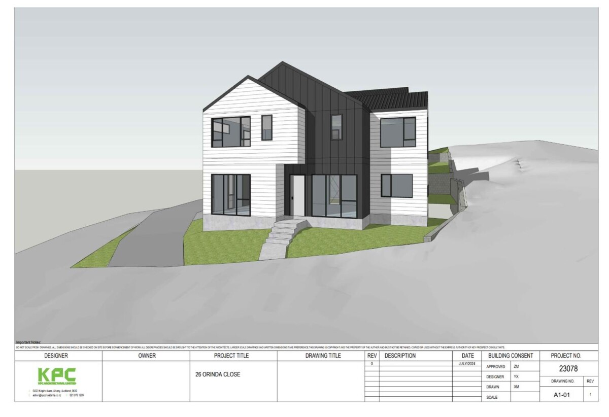 The homeowner will provide RC and EPA for 3 new houses prior to settlement, 26 Orinda Close, Botany Downs, Auckland