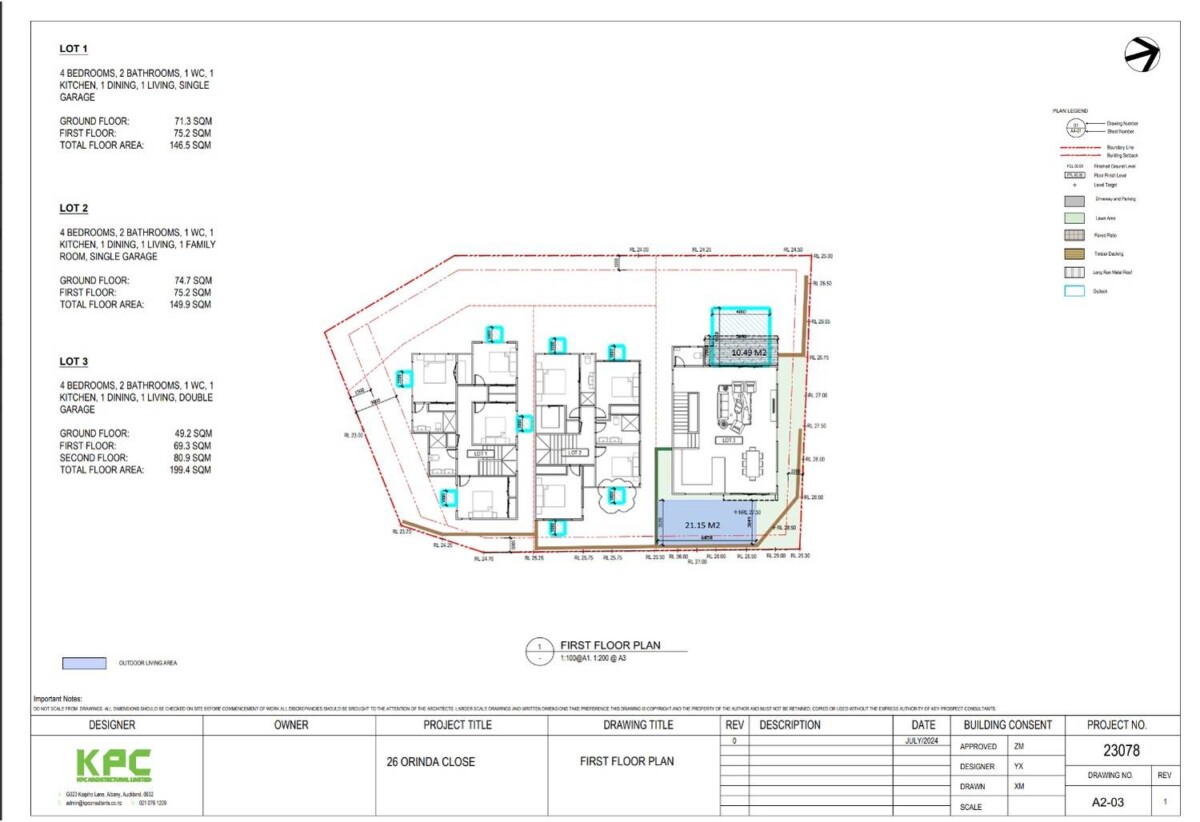 The homeowner will provide RC and EPA for 3 new houses prior to settlement, 26 Orinda Close, Botany Downs, Auckland