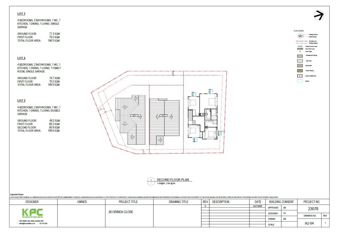 The homeowner will provide RC and EPA for 3 new houses prior to settlement, 26 Orinda Close, Botany Downs, Auckland