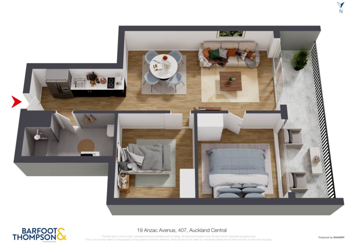 Auckland Girls’ Grammar School, Freehold 2 beds 1 bath apartment, 67sqm plus a super large balcony, Full furniture package is included, 2 km to Auckland Girls’ Grammar School, 407/19 Anzac Avenue, City Centre, Auckland