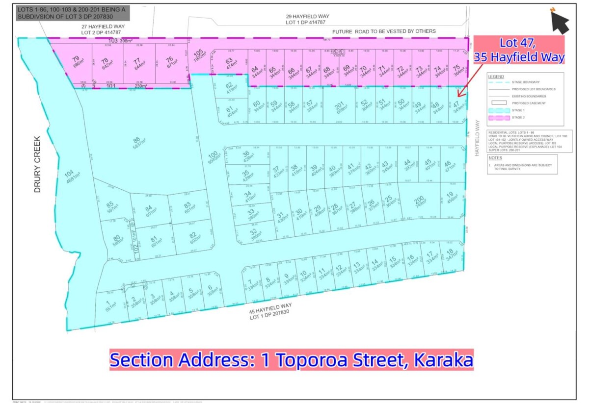 349 sqm corner building section, Title Issued, ACG just Steps Away, Lot 47, 35 Hayfield Way, Karaka, Auckland