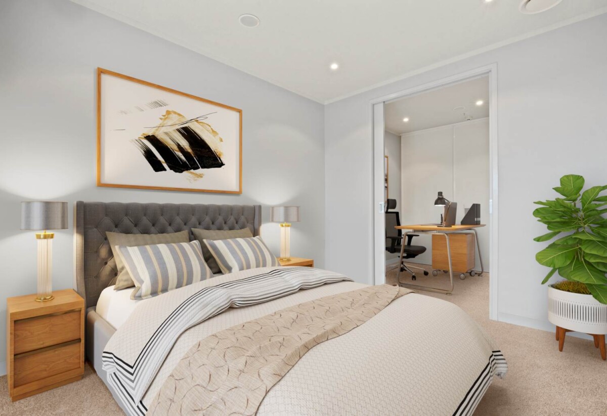 Pet-friendly upon Body Corporate approval, freehold 1 bed 1 study 1 car park apartment, 304/27 Union Street, City Centre, Auckland