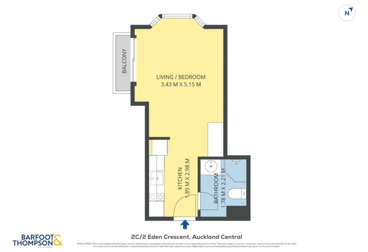 Freehold 1 bed corner studio (approx. 30sqm), 2C/2 Eden Crescent, City Centre, Auckland
