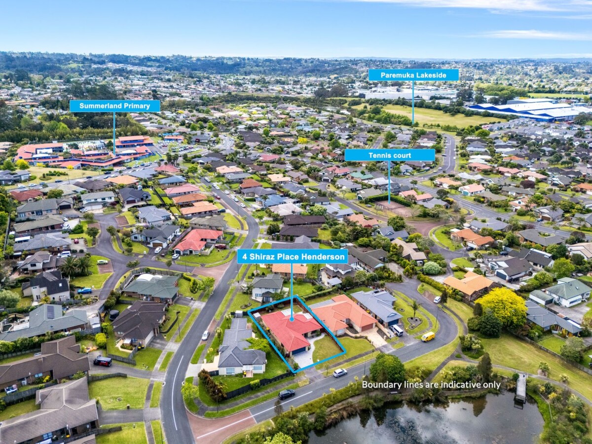 Brick and tile 3 beds house on 576m2 section, overlooking tranquil Semillon Reserve and playground, 4 Shiraz Place, Henderson, Auckland