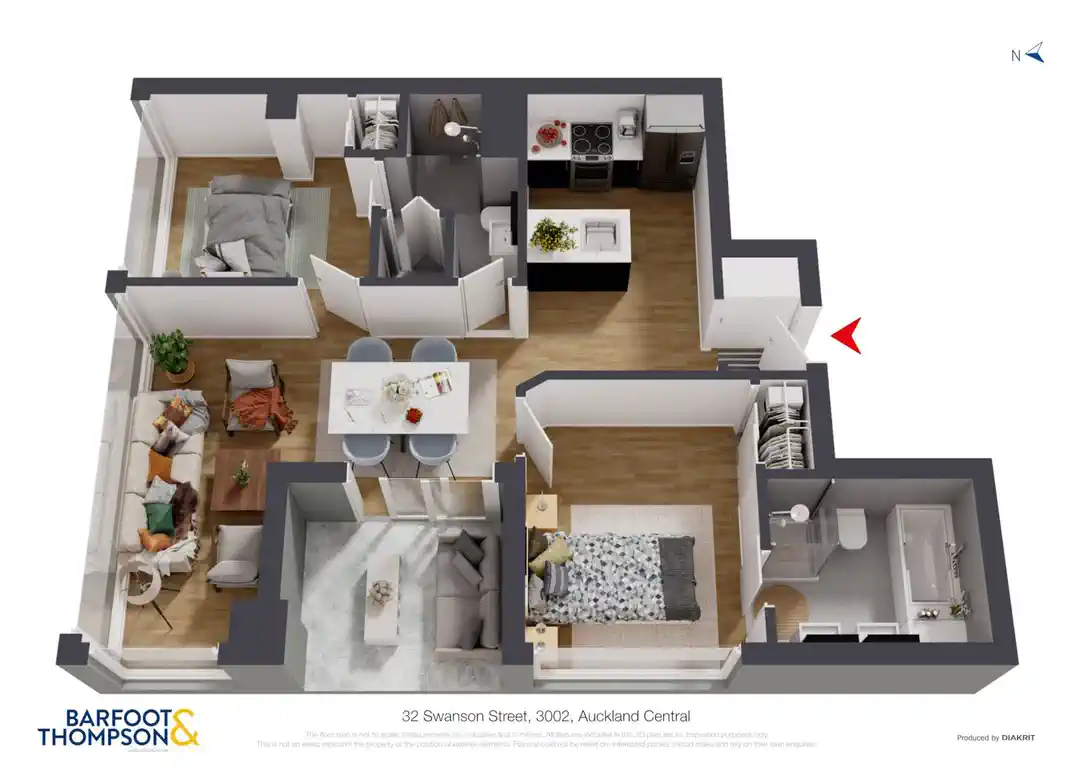 Freehold 71sqm 2 beds 2 baths 1 car park apartment, 3002/32 Swanson Street, City Centre, Auckland