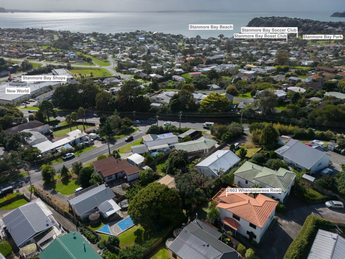 200m2 4 beds house 2 baths house with garage with sea views, Whangaparoa School & College zoning, Walk to Stanmore Bay Beach, New World, cafés, bus stops & leisure centre, 2/603 Whangaparaoa Road, Stanmore Bay, Auckland