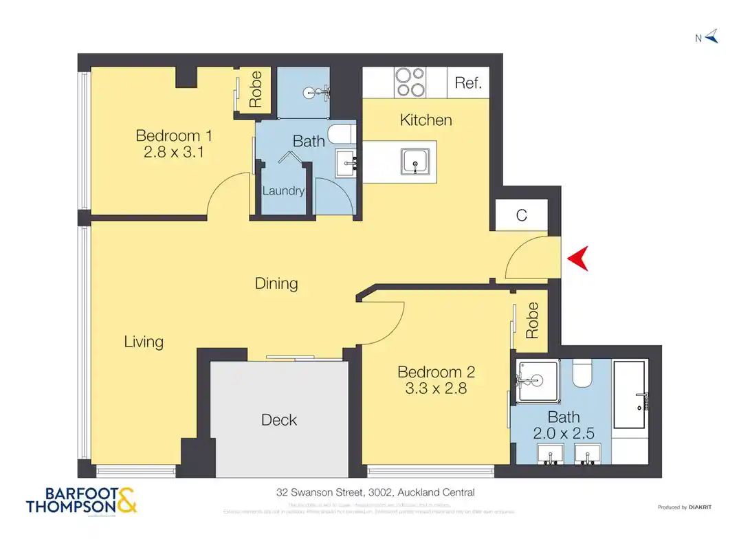 Freehold 71sqm 2 beds 2 baths 1 car park apartment, 3002/32 Swanson Street, City Centre, Auckland