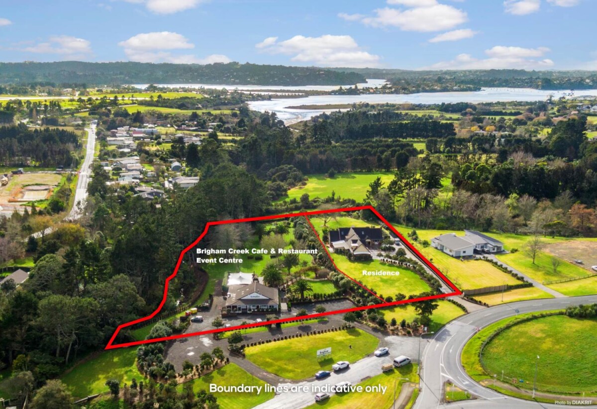 6 beds (5+1) lifestyle on 1.6365ha land, Approx. 2/3 of the property operates as Brigham Creek Café & Restaurant as an event venue, Generating a income of approx. $200,000 per year, 1 Sinton Road, Hobsonville, Auckland
