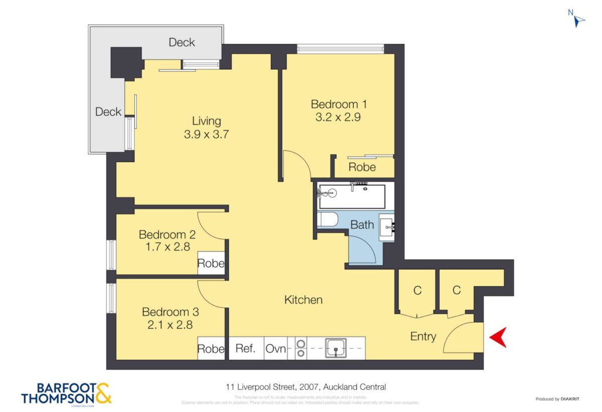 Double Auckland Grammar schools zone, 62m2 Freehold 3 beds 1 bath apartment, 0.9 km to Auckland Girls’ Grammar School, 1.5 km to Auckland Grammar, 2007/11 Liverpool Street, City Centre, Auckland