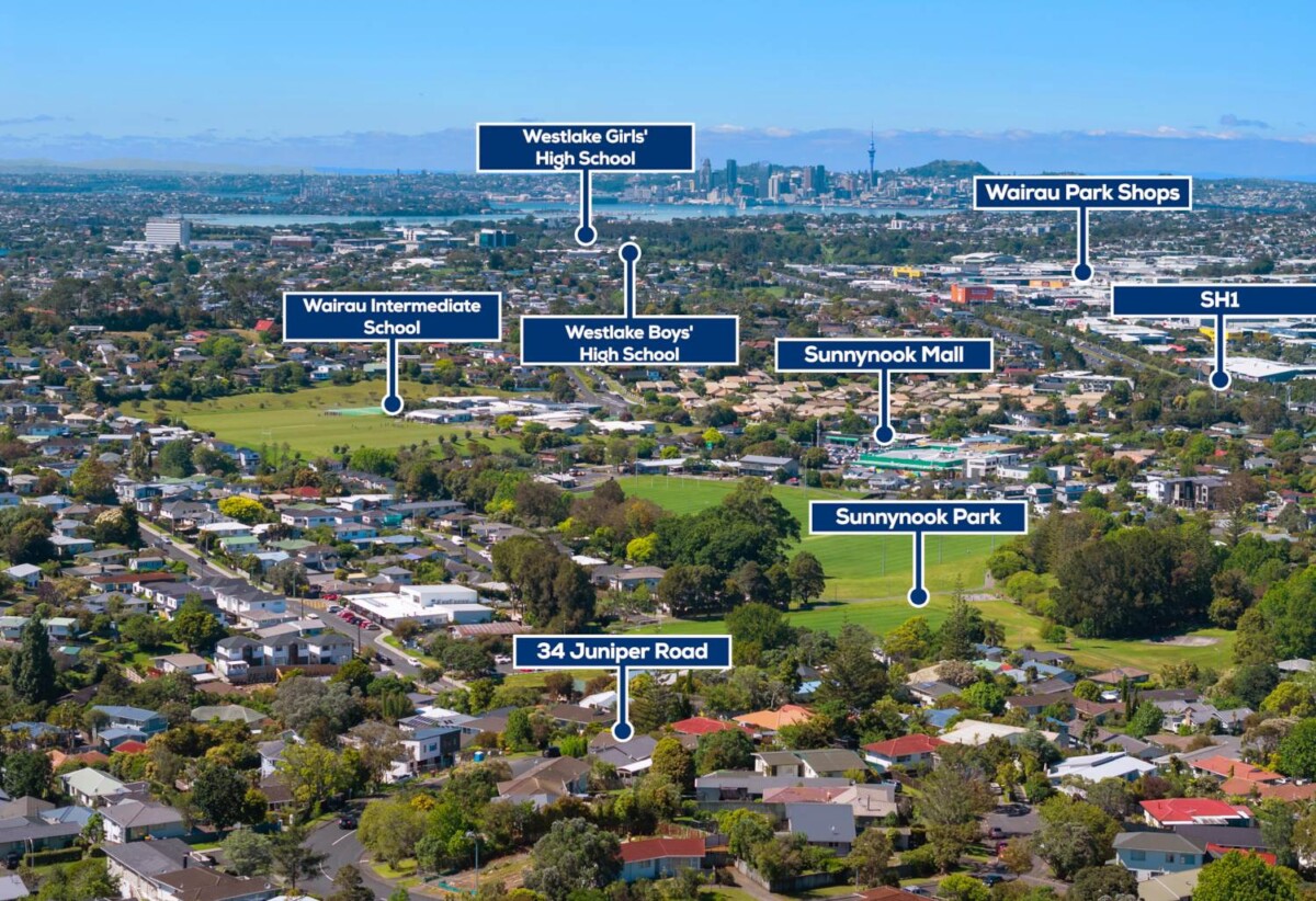 Motivated vendors, ready to sell, Double Westlake school zone, 3 beds on 675m² section, city views, 34 Juniper Road, Sunnynook, Auckland