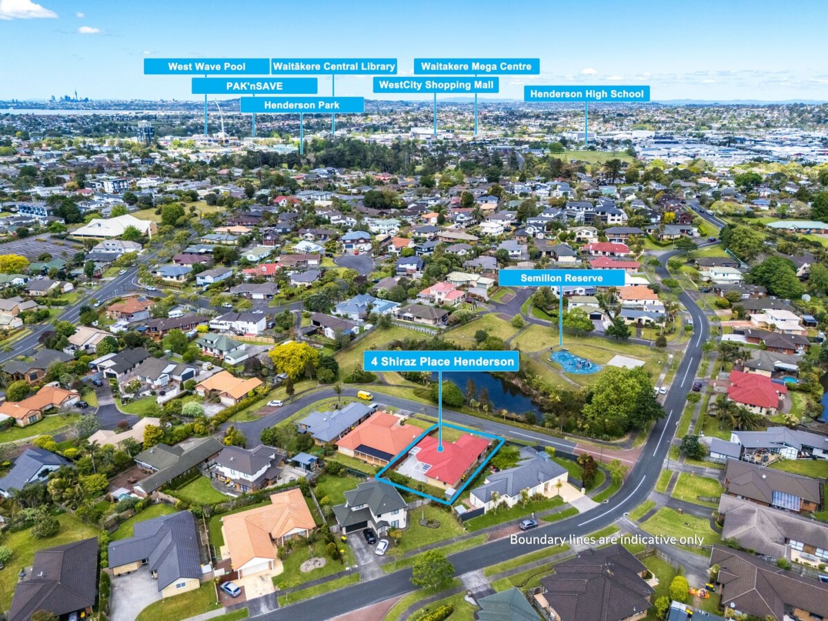 Brick and tile 3 beds house on 576m2 section, overlooking tranquil Semillon Reserve and playground, 4 Shiraz Place, Henderson, Auckland
