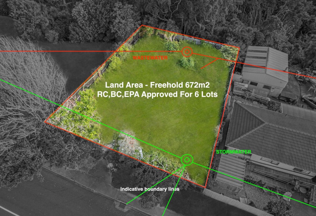672m² section, with RC, BC & EPA for 6 x Two-Bedroom Terrace Homes, 19 West Harbour Drive, West Harbour, Auckland