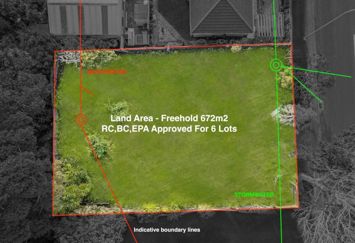 672m² section, with RC, BC & EPA for 6 x Two-Bedroom Terrace Homes, 19 West Harbour Drive, West Harbour, Auckland