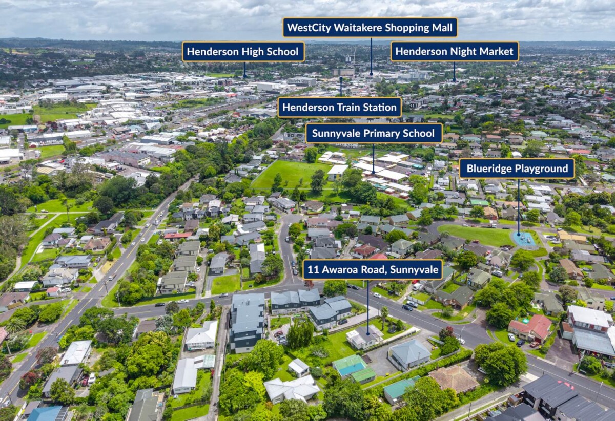 2 beds hous on 809m² section with RC, BC & EPA for 6 modern dwellings: 5 townhouses + 1 standalone, each with freehold titles, 11 Awaroa Road, Sunnyvale, Auckland