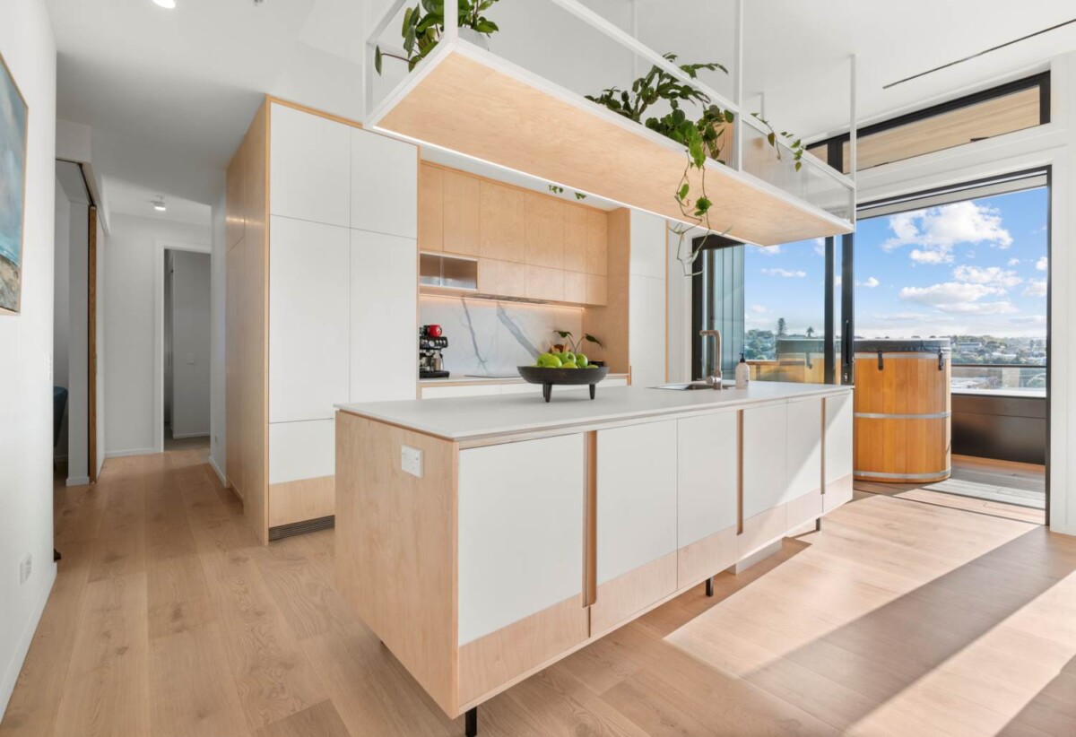 2 beds 2 baths apartment with a big office and double garage, Underfloor heating in both bathrooms , walks to Browns Bay Beach, shops, schools, 05 km to Browns Bay School, 503/32 Anzac Road, Browns Bay, Auckland