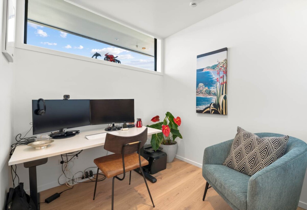 2 beds 2 baths apartment with a big office and double garage, Underfloor heating in both bathrooms , walks to Browns Bay Beach, shops, schools, 05 km to Browns Bay School, 503/32 Anzac Road, Browns Bay, Auckland