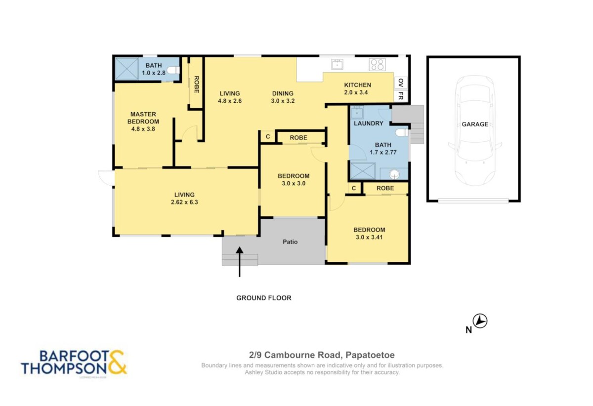 3 beds home with standalone garage, 0.9 km to Papatoetoe Intermediate, 1.1 km to Papatoetoe West School, 1.8 km to Papatoetoe High School, 2/9A Cambourne Road, Papatoetoe, Auckland