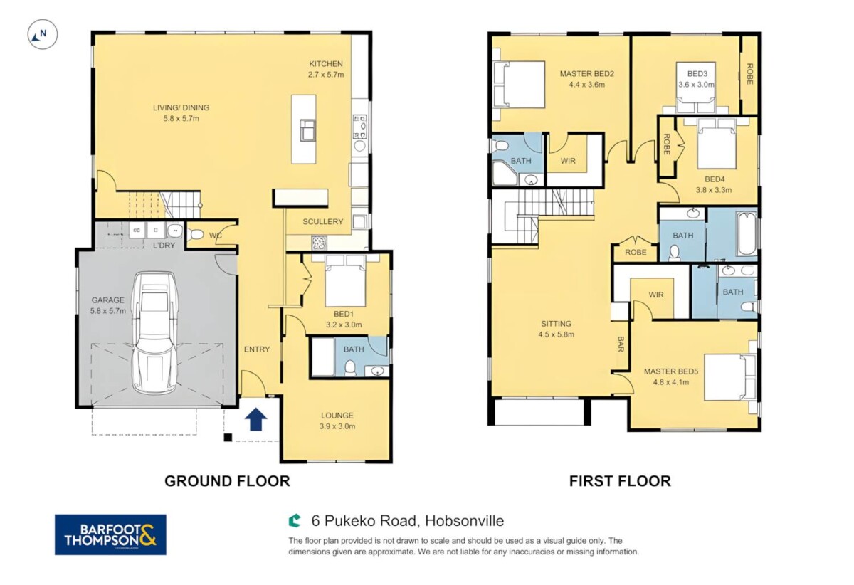 Brandnew 5 beds 4.5 baths house on 400m2 section, with 1 bed granny ground floor, 0.7km to Scott Point Primary School, 1.1 km to Hobsonville Point Secondary School, 6 Pukeko Road, Hobsonville, Auckland