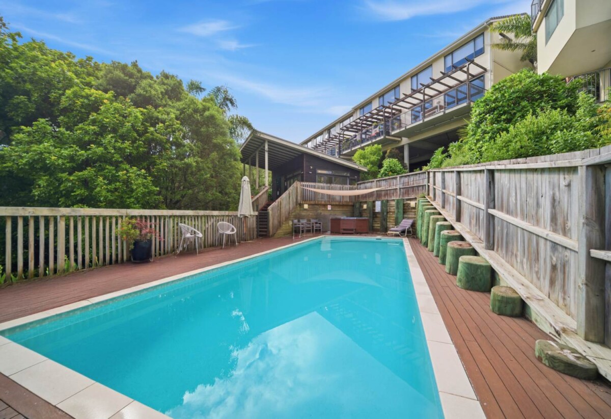 Rangi Zone, sea views 2 beds + office or kids room 2 baths 2 car parks apartment, Resort-style facilities including swimming pool, gym, spa and sauna, Walk to Browns Bay Beach, village, 0.7 km to Rangitoto College, B 203/525 East Coast Road, Browns Bay, Auckland