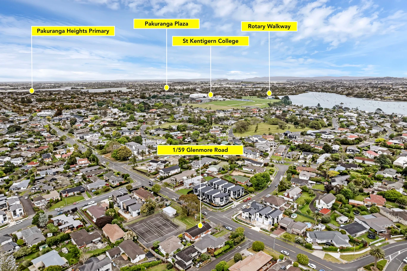 Brick and tile 3 beds 3 baths home, Plus – a self-contained area with its own entrance, featuring a sitting room, study, bathroom, Rumpus, 1/59 Glenmore Road, Sunnyhills, Auckland