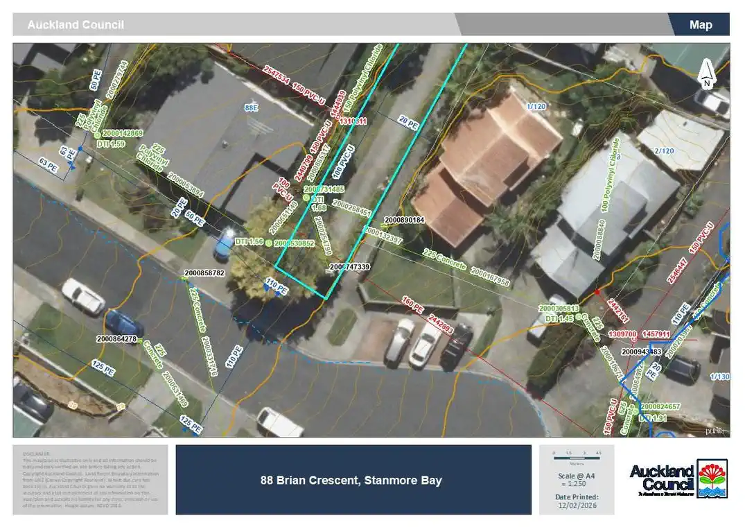 4 beds 2 baths house with triple garage on 2547m2 section, Showing as M-H Urban on proposed PC 120, 0.8 km to Stanmore Bay School, 2.1 km to Red Beach School, 2.7 km to Whangaparaoa College, 88 Brian Crescent, Stanmore Bay, Auckland