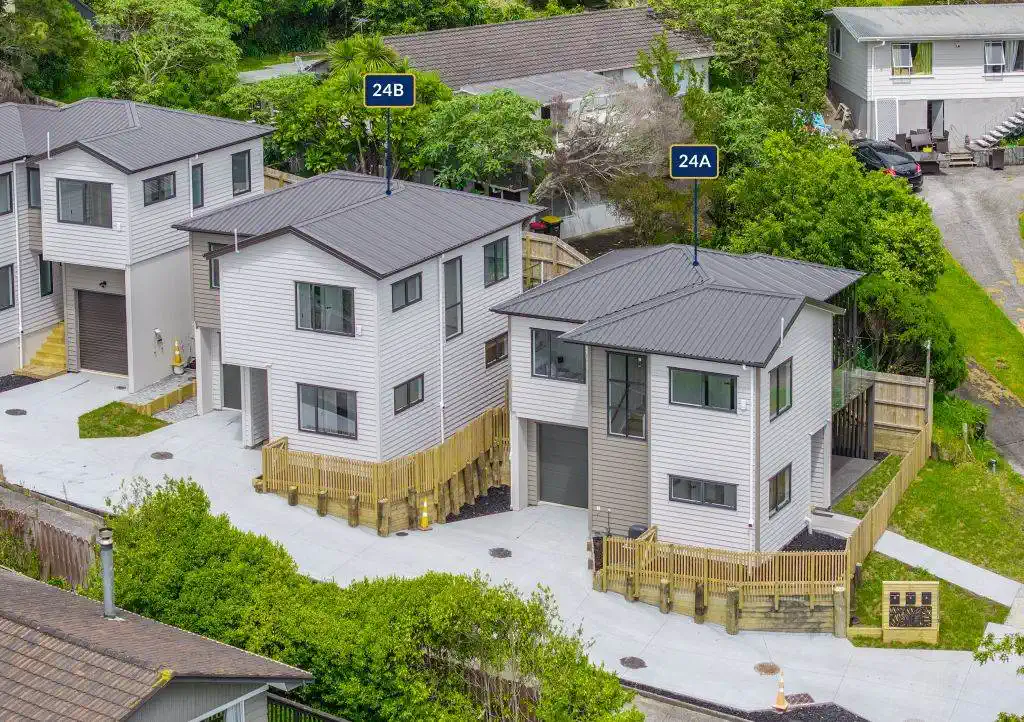 Brand New Standalone 4 beds 2.5 baths Home with garage and Park Views, close to schools, shopping centres, motorway access, 0.7 km to Massey High School, 0.9 km to Massey Primary School, 1 km to Lincoln Heights School, 24A & 24B Zingaro Place, Massey, Auckland