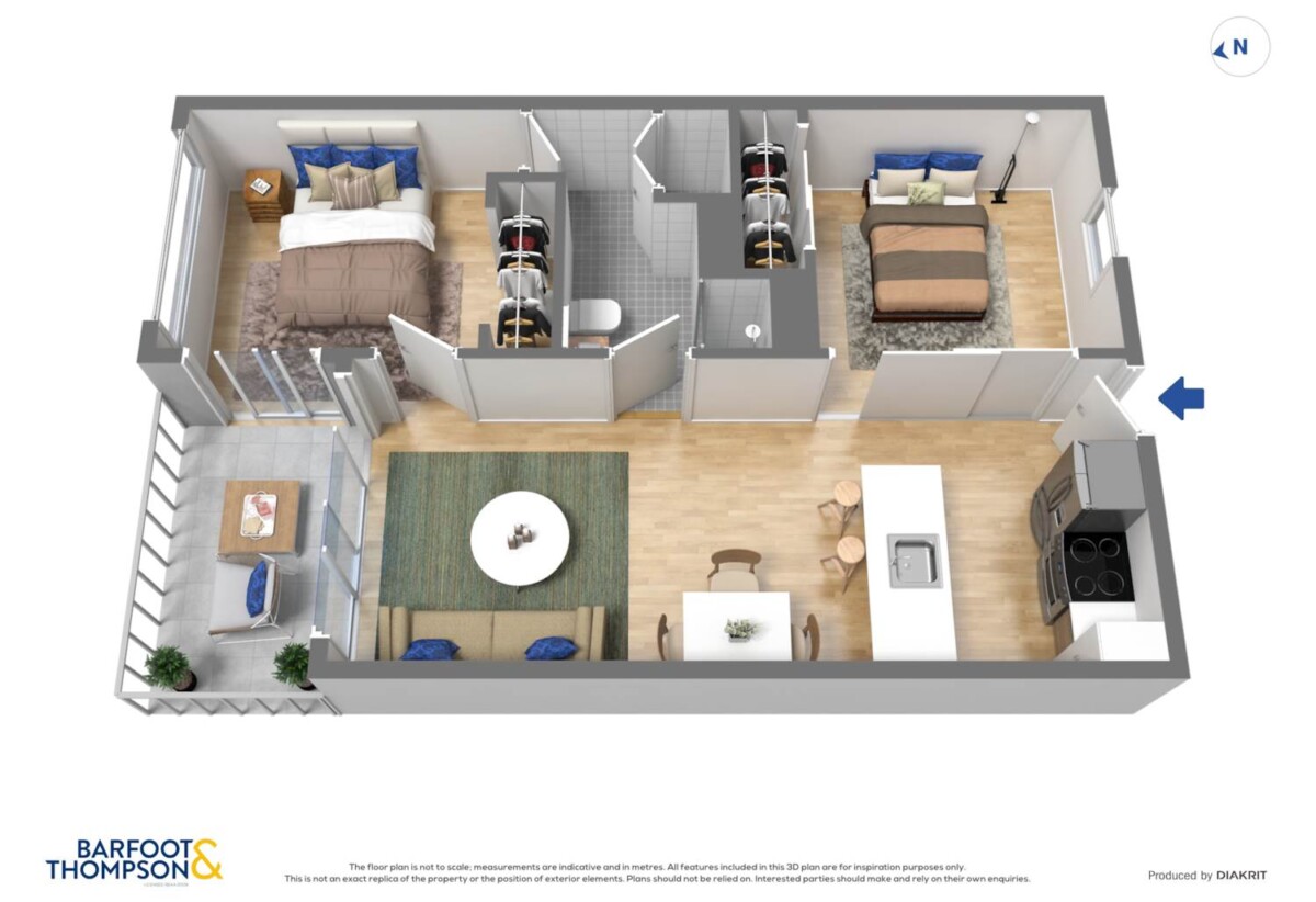 Double Grammar school zone, 53m2 Freehold 2 beds (1bed + 1 flexi room) 1 bath apartment, 0.9 km to Auckland Girls’ Grammar School, 1.7 km to Auckland Grammar, 1407 438 Queen Street, City Centre, Auckland