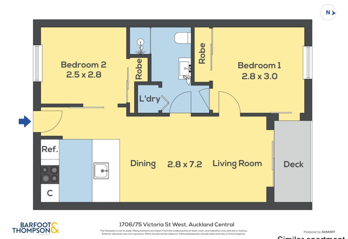 Auckland Girls’ Grammar School zone, 2 beds 1 bath apartment, 1.3 km to Auckland Girls’ Grammar School, 806/75 Victoria Street West, City Centre, Auckland