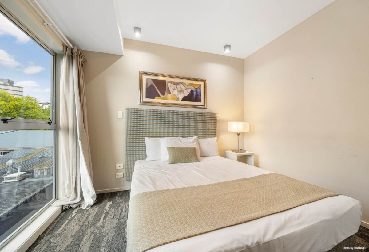 Auckland Girls’ Grammar School zone, 30m2 Freehold 1 bed 1 bath apartment, A well-managed hotel style apartment, Full furniture package is included, 209/188 Hobson Street, City Centre, Auckland