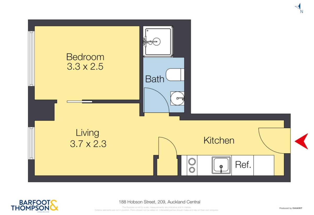 Auckland Girls’ Grammar School zone, 30m2 Freehold 1 bed 1 bath apartment, A well-managed hotel style apartment, Full furniture package is included, 209/188 Hobson Street, City Centre, Auckland