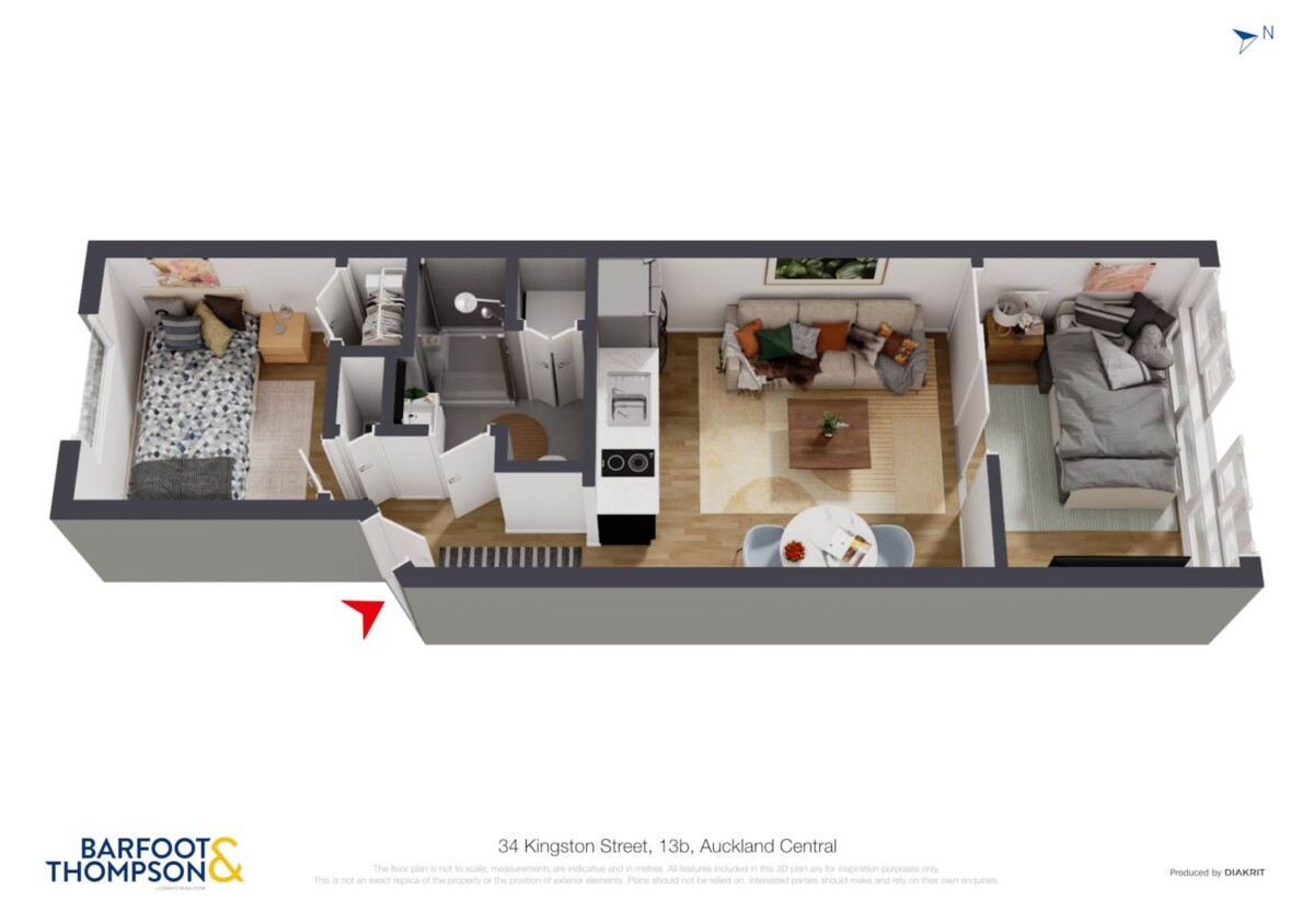 Auckland Girls’ Grammar School zone, 37m2 freehold 2 beds 1 bath apartment by SkyTower, 1.3 km to Auckland Girls’ Grammar School, 13B/34 Kingston Street, City Centre, Auckland