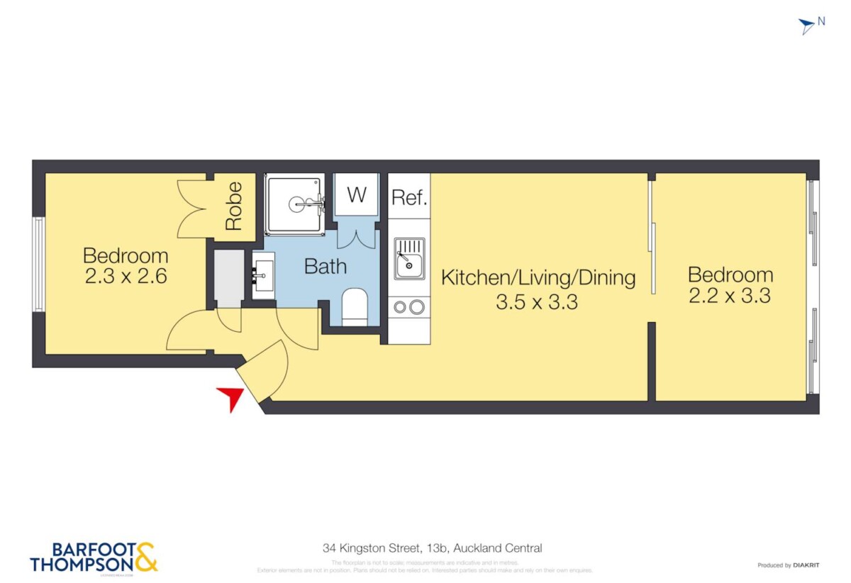 Auckland Girls’ Grammar School zone, 37m2 freehold 2 beds 1 bath apartment by SkyTower, 1.3 km to Auckland Girls’ Grammar School, 13B/34 Kingston Street, City Centre, Auckland