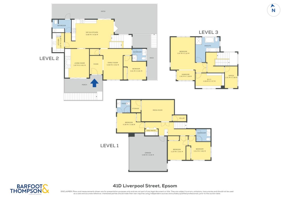 5 beds + office 4.5 baths house with double garage on 442m2 section, 0.9 km to Royal Oak School, 1.6 km to Royal Oak Intermediate School, 1.9 km to Onehunga High School, 41D Liverpool Street, Epsom, Auckland