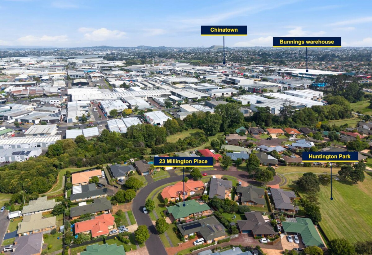 Botany Downs Secondary College zone, 4 beds 2 baths house with double garage on 518m2 section, 1 km to Botany Downs Secondary College, 23 Millington Place, Huntington Park, Auckland