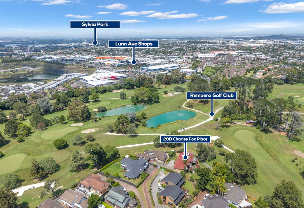 Brick and tile 5 beds + office 3 baths house with double garage, next to and with a wonderful outlook and access to the Remuera Golf Club, close to shopping centre, 2.6 km to Selwyn College and St Thomas School (Auckland), 3.5 km to Baradene College, 28B Charles Fox Place, St Johns, Auckland