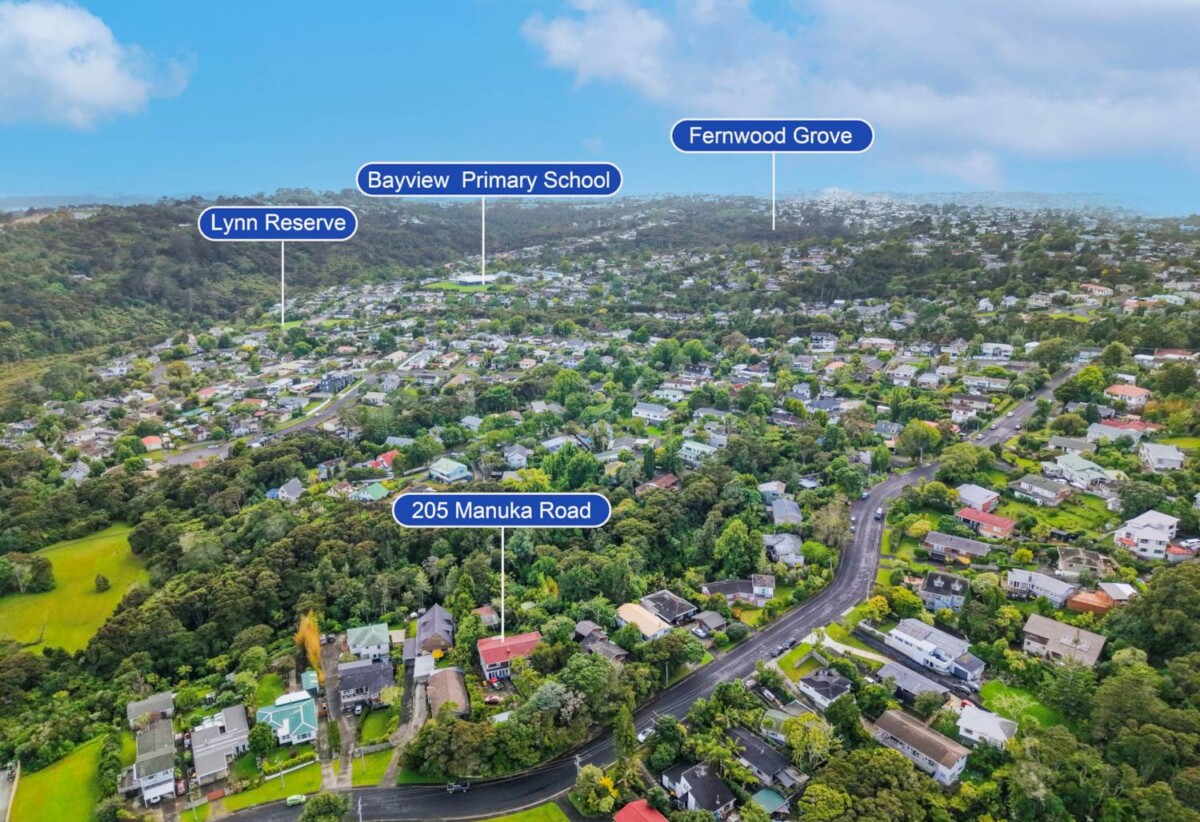 Sea views 2,086m² Across Two Titles (852m² and 1,234m²), Fully Tenanted, Dual Dwellings, 10 beds 5 baths 2 Double Garages & 1 Single Garage, 0.9 km to Bayview School, 2.8 km to Glenfield Intermediate School, 203 & 205 Manuka Road, Bayview, Auckland